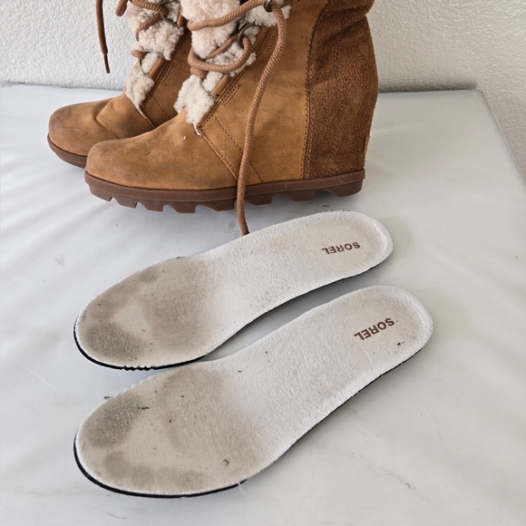 Sorel Joan Of Arctic Shearling Hidden Wedge II Lace-up Waterproof Boots Size 9 - Picture 16 of 16